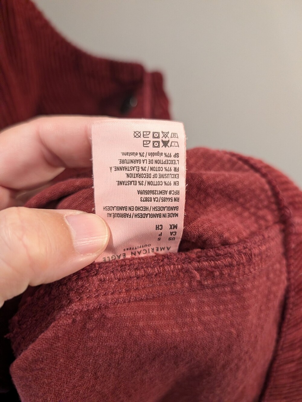 American Eagle Small Corduroy Overall Skirt  in Deep Burgundy - Picture 3 of 6